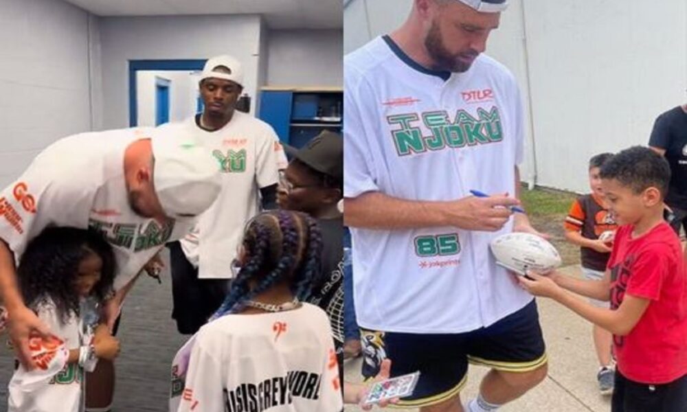 That's TE!! He's so kind with kids 🥹❤️ Browns star David Njoku on Travis Kelce, "He is one of the purest human beings I have ever met in my life. Always means well" 🙌
