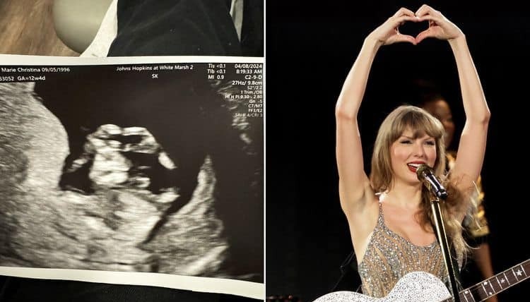 Pregnant Swiftie Spots Her Baby Making Taylor Swift's Signature 'Heart Hands' in Sonogram A pregnant Swiftie learned some exciting news from a routine visit to the doctor: her daughter is looking like a Taylor Swift fan too! Marie Smith spotted a tell-tale sign of her baby's music taste during her 12-week ultrasound. Her little one's hands were curled into a heart symbol, just like the iconic gesture Swift makes on stage.